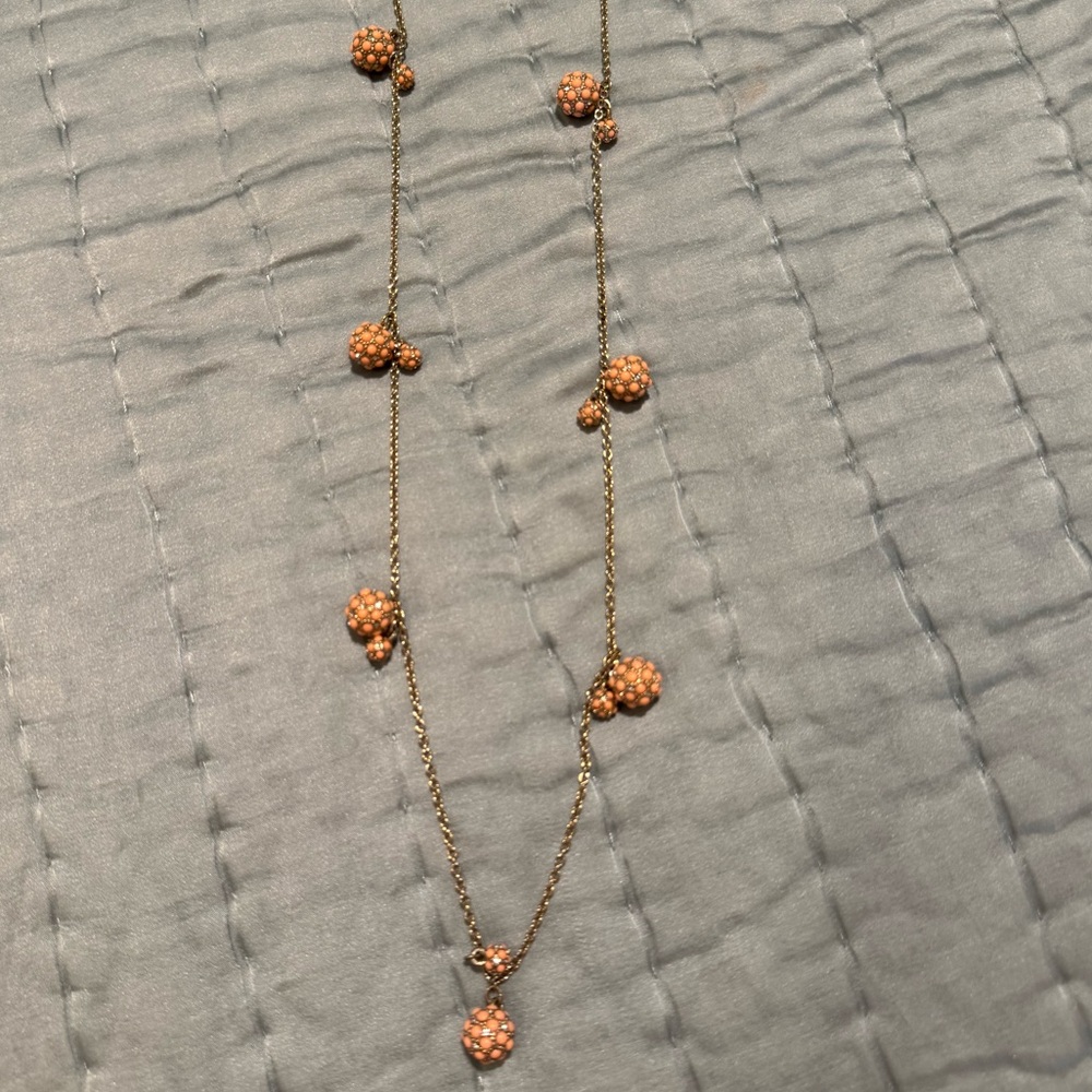 Ann Taylor Elegant Gold and Coral  Beaded Necklace